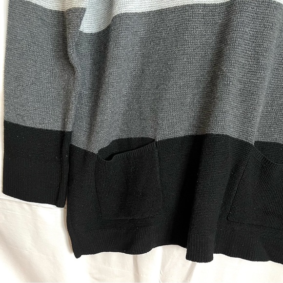 Vince Camuto Sweater Womens Large Long Sleeve Gray Black Cream with Pockets - Picture 6 of 8